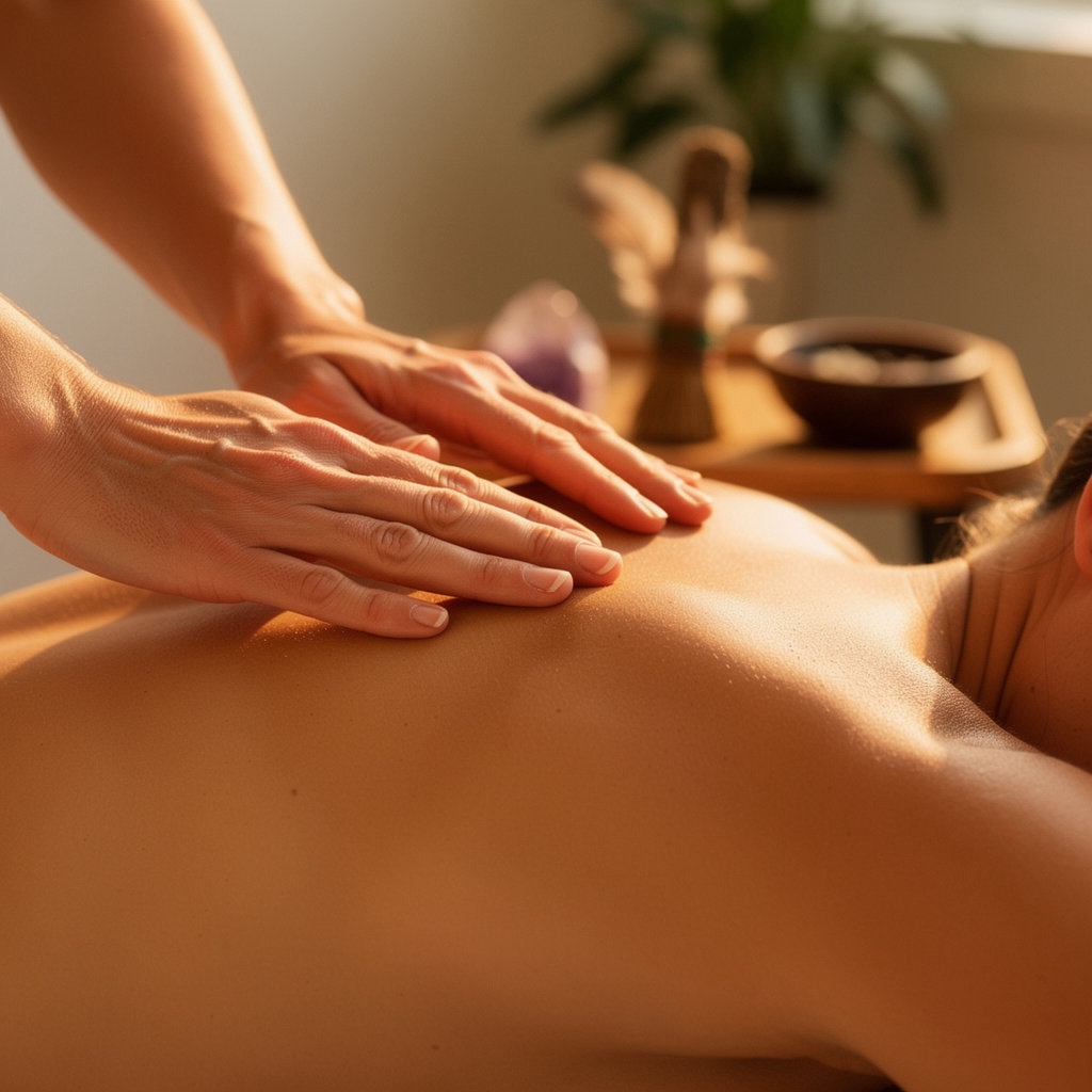 Shamanic Intuitive Massage San Diego practitioner providing holistic energy healing and massage therapy in a serene setting